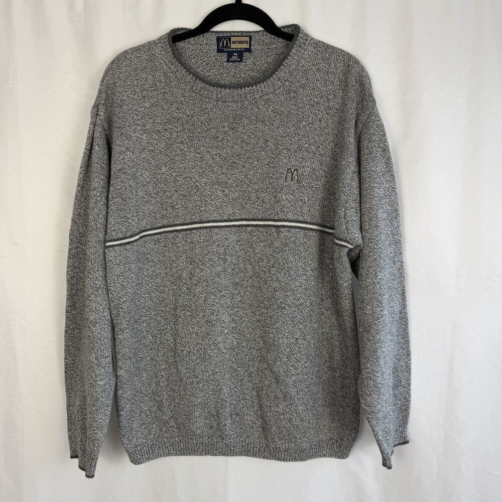 McDonalds Authentic Crew Member Cotton Sweater Gray Medium Uniform Workwear